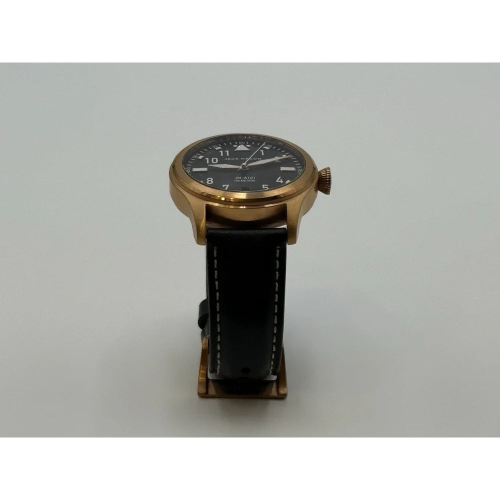 Jack Mason JM-A101 Aviator Pilot Watch Bronze Tone Black Leather 100M